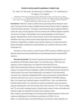 Variety of Proline-Specific Peptidases in Higher Fungi