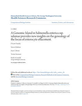 A Genomic Island in Salmonella Enterica Ssp. Salamae Provides New Insights on the Genealogy of the Locus of Enterocyte Effacement