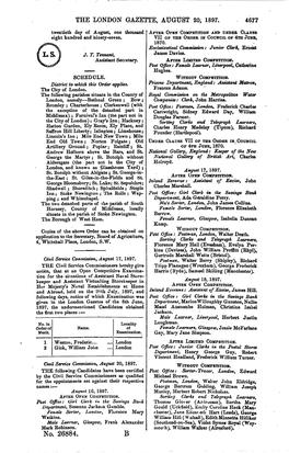 THE LONDON GAZETTE, AUGUST 20, 1897. 4677 No. 26884. B