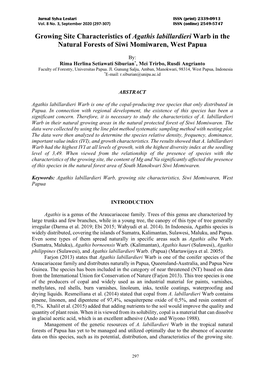 Growing Site Characteristics of Agathis Labillardieri Warb in the Natural Forests of Siwi Momiwaren, West Papua