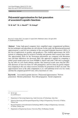 Polynomial Approximation for Fast Generation of Associated Legendre Functions