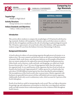 Comparing Ice Age Mammals Lesson Plans and Activities