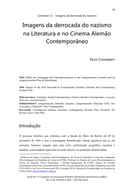 Imagens Da Derrocada Do Nazismo Na Literatura E No Cinema Alemão Contemporâneo