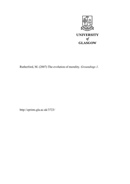 Rutherford, M. (2007) the Evolution of Morality. Groundings 1