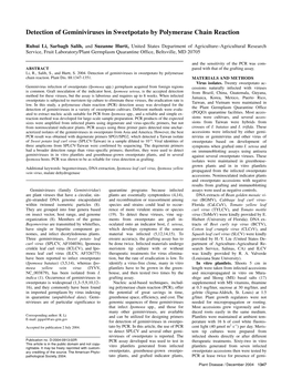 Detection of Geminiviruses in Sweet Potato By