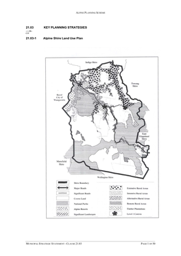 21.03 KEY PLANNING STRATEGIES 21.03-1 Alpine Shire Land Use Plan