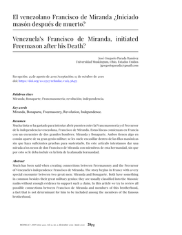 El Venezolano Francisco De Miranda ¿Iniciado Masón Después De Muerto?