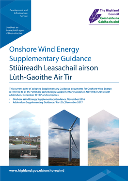 Onshore Wind Energy Supplementary Guidance Stiùireadh Leasachail Airson Lùth-Gaoithe Air Tìr