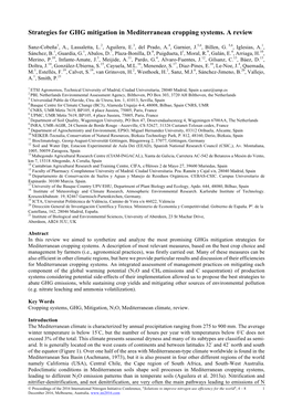 Strategies for GHG Mitigation in Mediterranean Cropping Systems. a Review