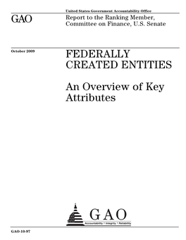 GAO-10-97 Federally Created Entities: an Overview of Key Attributes