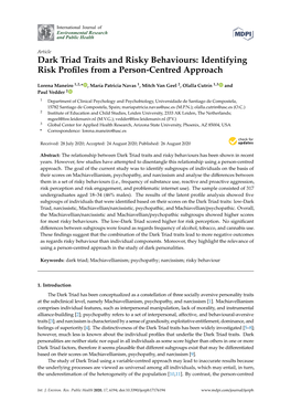 Dark Triad Traits and Risky Behaviours: Identifying Risk Proﬁles from a Person-Centred Approach