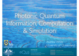 Photonic Quantum Information, Computation Experimental & Simulation Bosonsampling Qt Andrew White Lab University of Queensland Quantum.Info