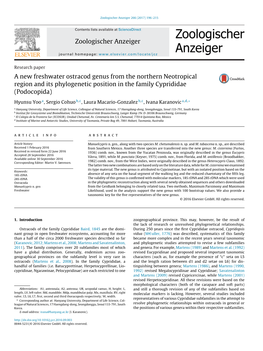 Zoologischer Anzeiger a New Freshwater Ostracod Genus from The