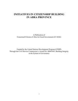 Initiatives in Citizenship Building in Abra Province