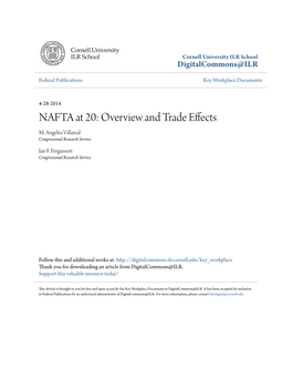 NAFTA at 20: Overview and Trade Effects M
