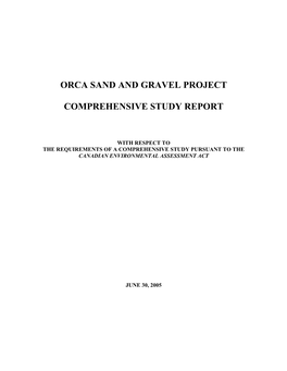 Orca Sand and Gravel Project Comprehensive Study Report