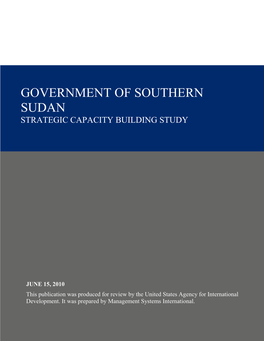 Southern Sudan Strategic Capacity Building Study