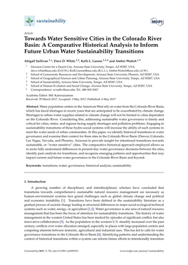 Towards Water Sensitive Cities in the Colorado River Basin: a Comparative Historical Analysis to Inform Future Urban Water Sustainability Transitions