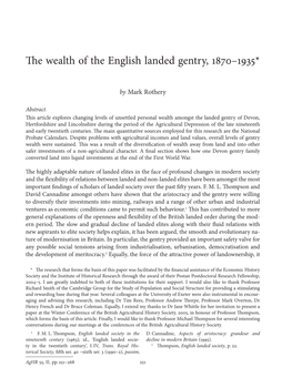 The Wealth of the English Landed Gentry, 1870–1935*
