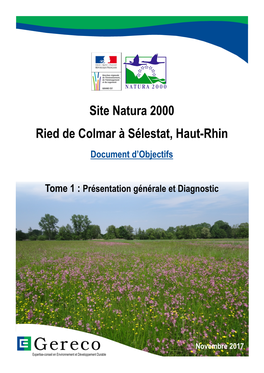 Site Natura 2000 Ried De Colmar À Sélestat, Haut-Rhin Document D’Objectifs