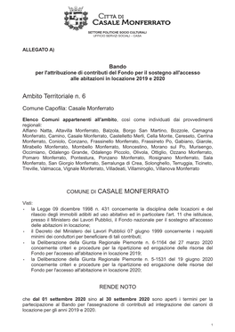 Ambito Territoriale N. 6 COMUNE DI CASALE MONFERRATO