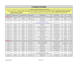 Training Schedule