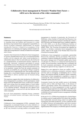 Collaborative Forest Management in Victoria's Wombat State Forest