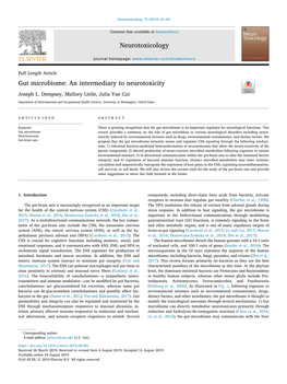 Gut Microbiome an Intermediary to Neurotoxicity