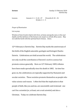 12Th February Is Darwin Day. Darwin Day Marks the Anniversary of the Birth of the English Naturalist, Geologist and Biologist Charles
