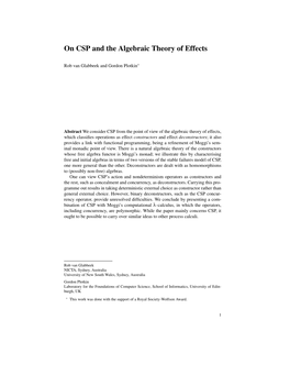 On CSP and the Algebraic Theory of Effects