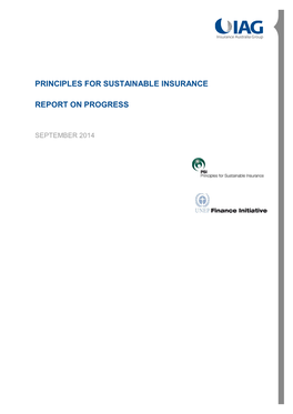 Principles for Sustainable Insurance Report On