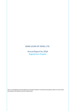BANK LEUMI of ISRAEL LTD. Annual Report for 2018 Regulations Chapter