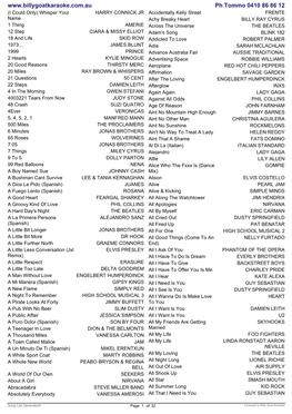 Song List by SONG TITLE