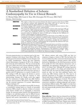 A Standardized Definition of Ischemic Cardiomyopathy for Use in Clinical