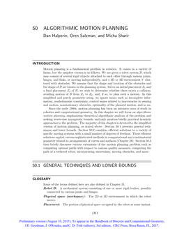 50 ALGORITHMIC MOTION PLANNING Dan Halperin, Oren Salzman, and Micha Sharir