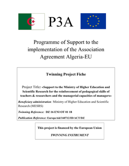 Programme of Support to the Implementation of the Association Agreement Algeria-EU