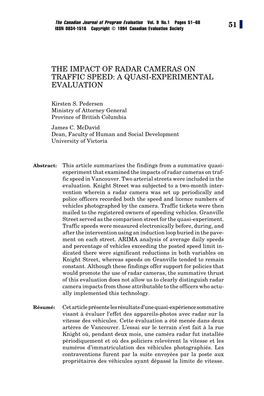 51 the Impact of Radar Cameras on Traffic Speed: A