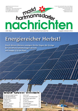 Markt Hartmannsdorfer Nachrichten, Folge 546, Oktober 2016