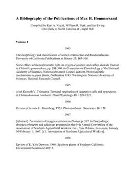 A Bibliography of the Publications of Max H. Hommersand