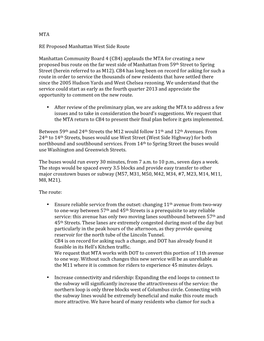 MTA RE Proposed Manhattan West Side Route