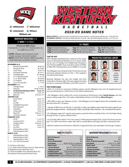 2019-20 Game Notes