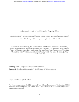 A Comparative Study of Small Molecules Targeting Eif4a