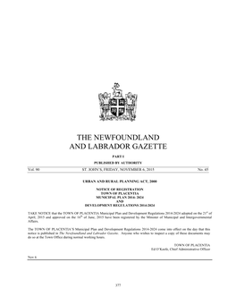 The Newfoundland and Labrador Gazette