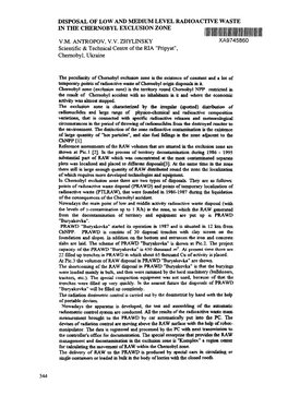 Disposal of Low and Medium Level Radioactive Waste in the Chernobyl Exclusion Zone