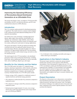 High Efficiency Microturbine with Integral Heat Recovery