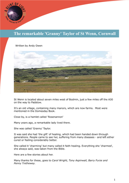 The Remarkable 'Granny' Taylor of St Wenn, Cornwall