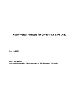 Hydrological Analysis for Great Slave Lake 2020