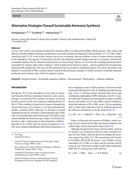 Alternative Strategies Toward Sustainable Ammonia Synthesis