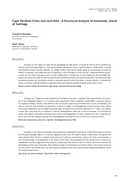 Cape Verdean Cities Now and Then – a Structural Analysis of Assomada, Island of Santiago