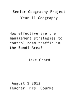 Senior Geography Project Year 11 Geography How Effective Are The